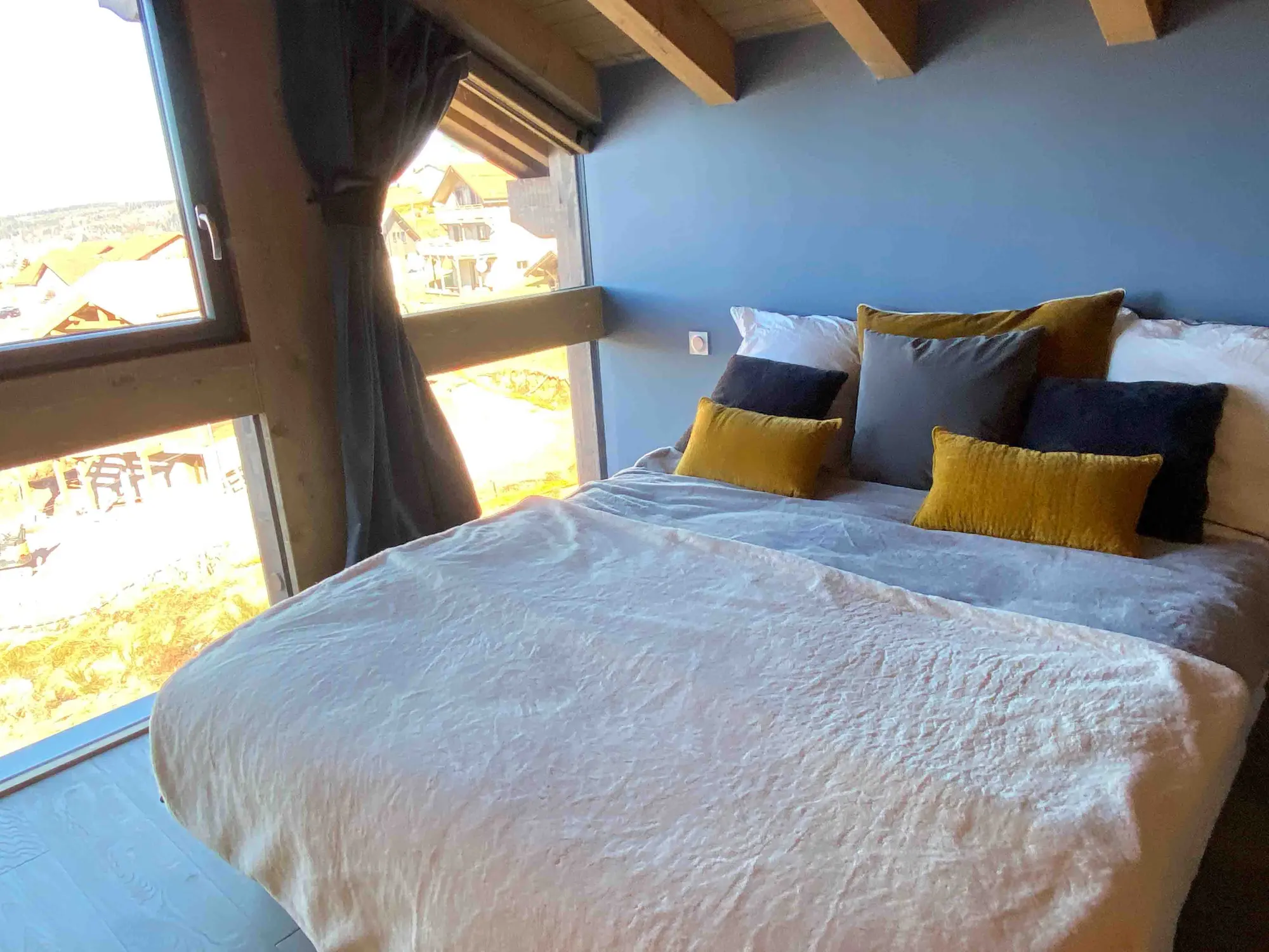 Bedroom under the eaves on the chalet's upper floor