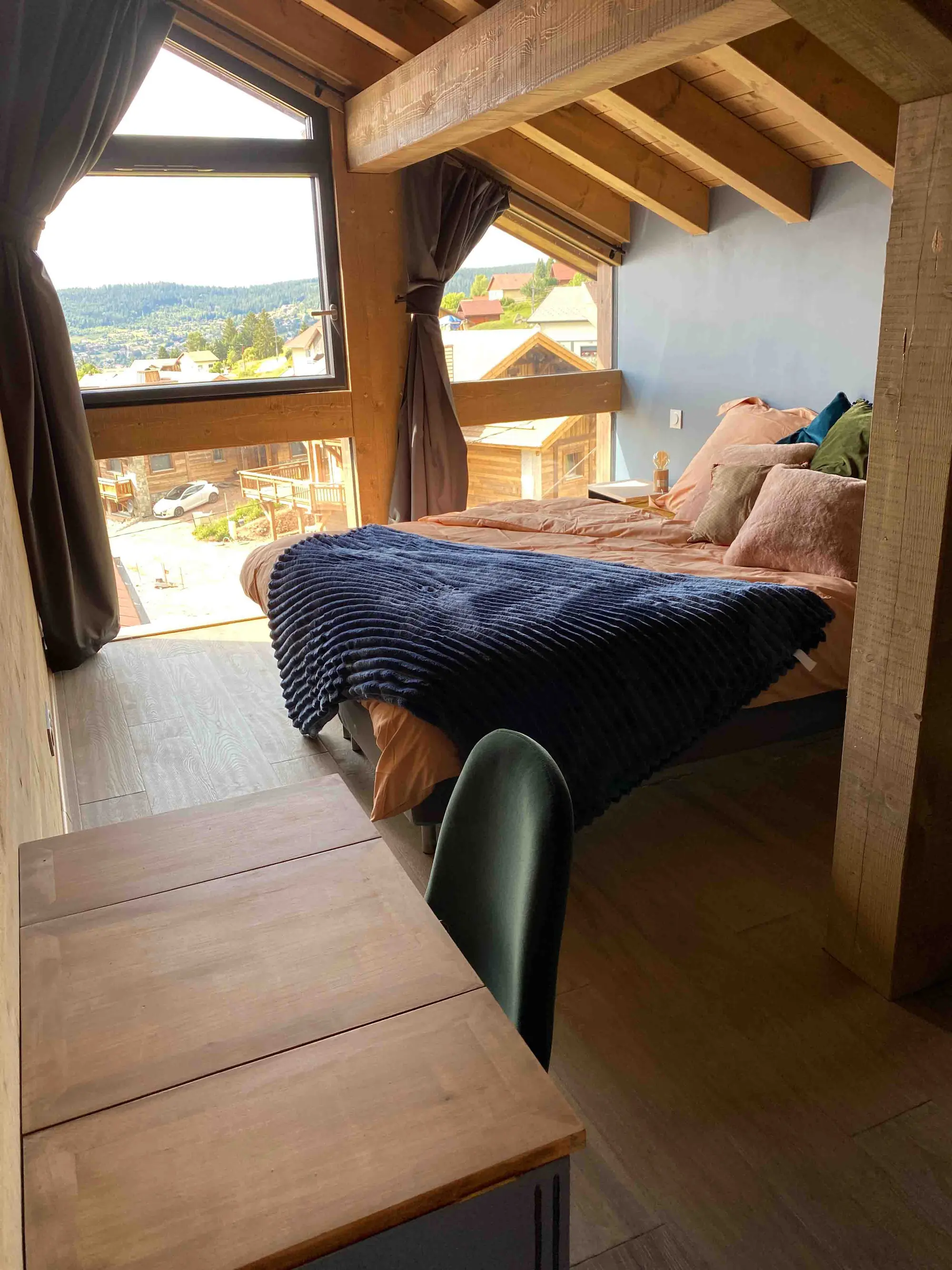 Bedroom under the eaves on the chalet's upper floor