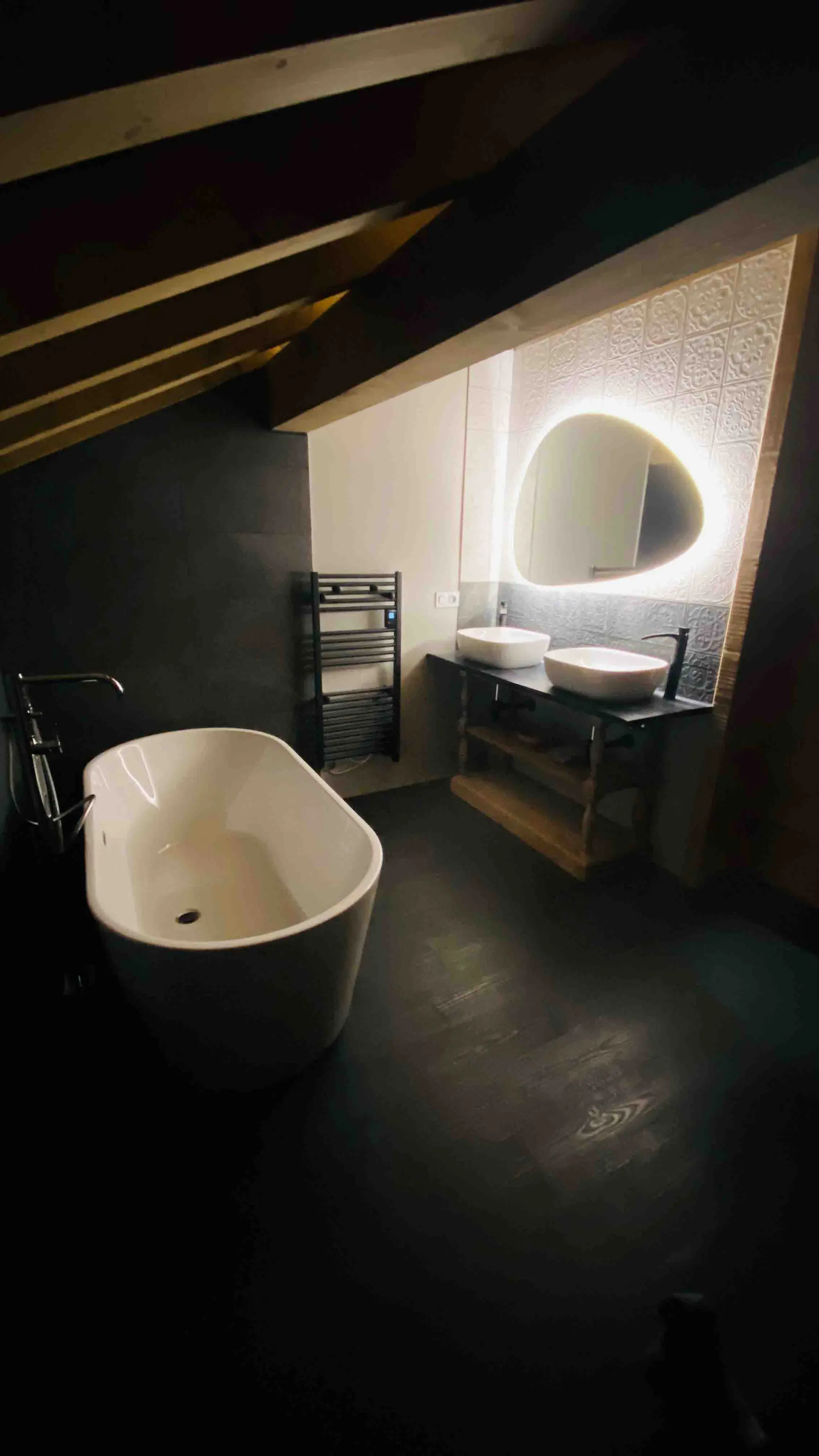Chalet bathroom with a freestanding bath