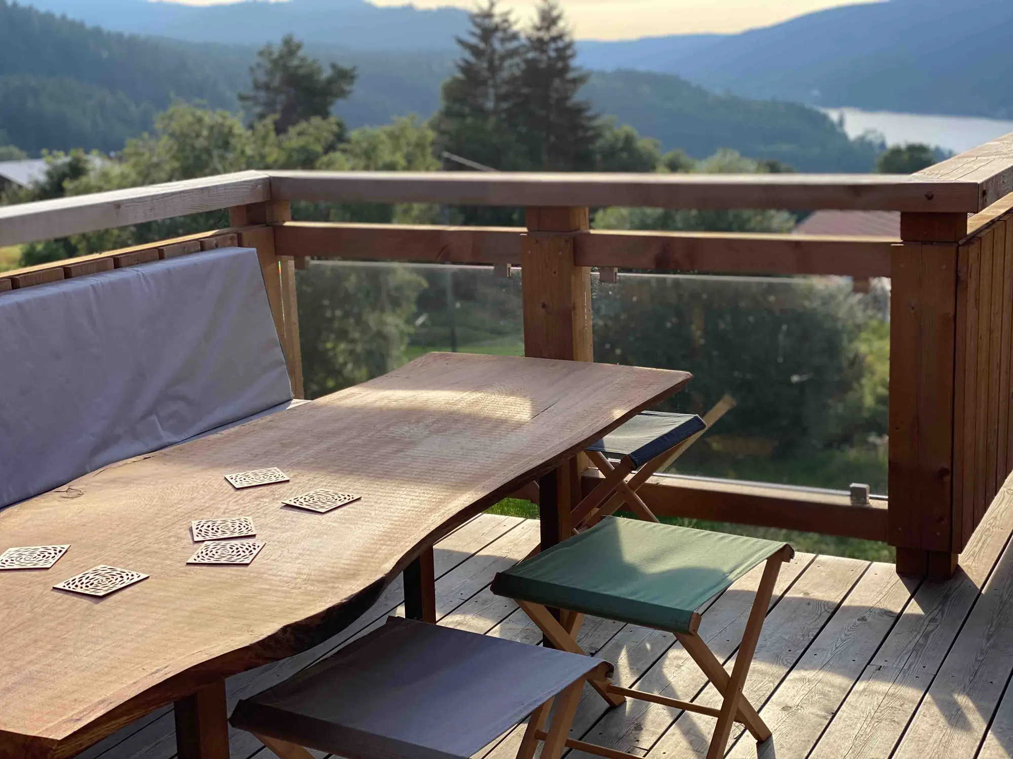 The chalet terrace with views over Lake Gérardmer and the Vosges